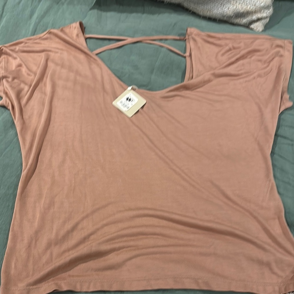 Apple Pink Backless Short Sleeve Tee